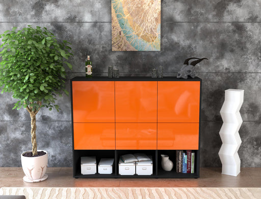 Highboard Zaccaria, Orange Front (136x108x35cm) - Dekati GmbH
