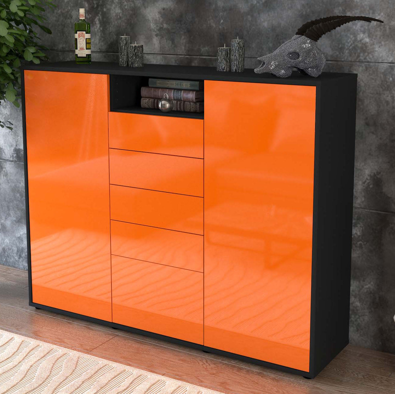 Highboard Ravena, Orange Studio (136x108x35cm) - Dekati GmbH