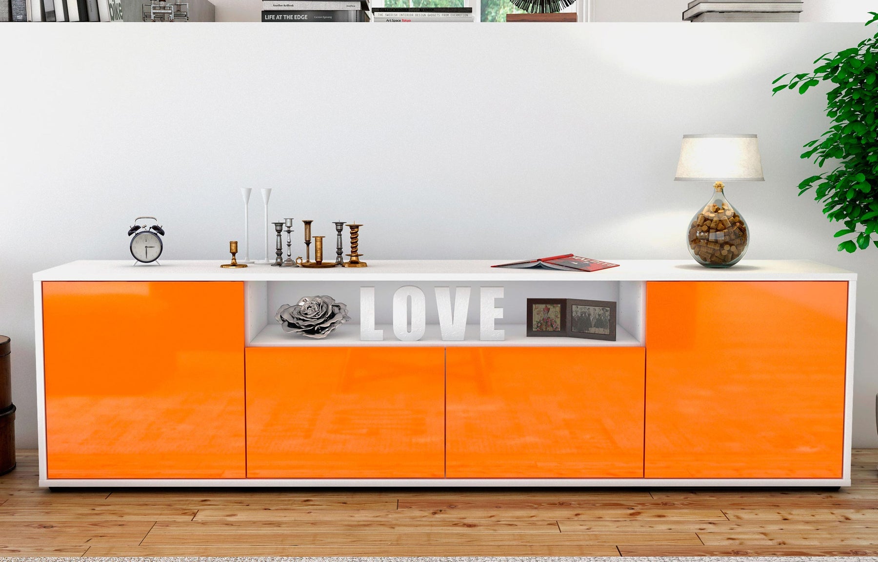 Lowboard Arianna, Orange (180x49x35cm)
