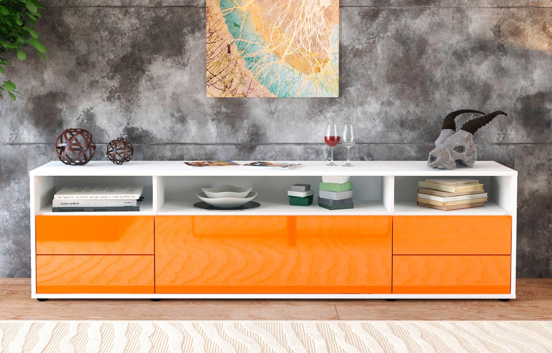 Lowboard Bella, Orange (180x49x35cm)
