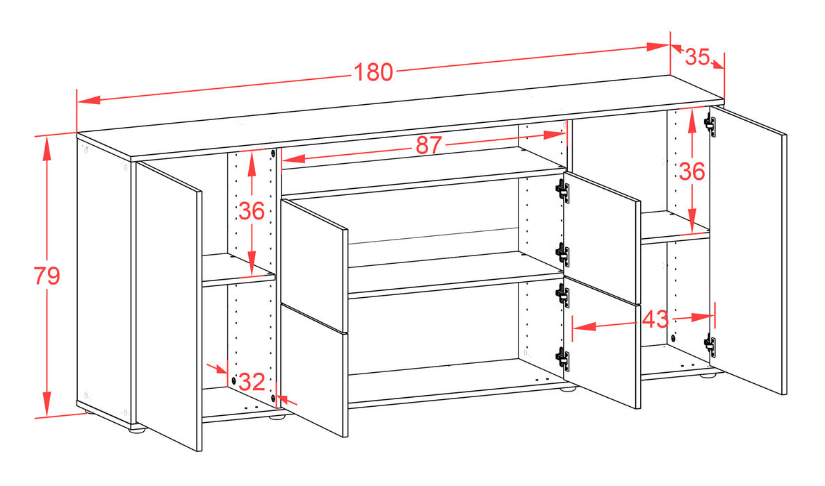 Sideboard Ephenia, Rost (180x79x35cm)