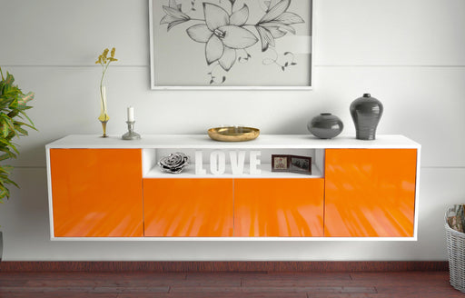 Lowboard Toledo, Orange, hängend (180x49x35cm)