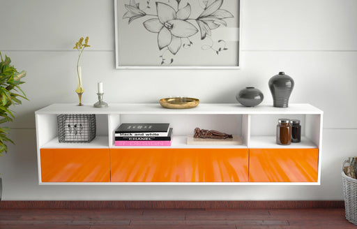 Lowboard Plano, Orange, hängend (180x49x35cm)