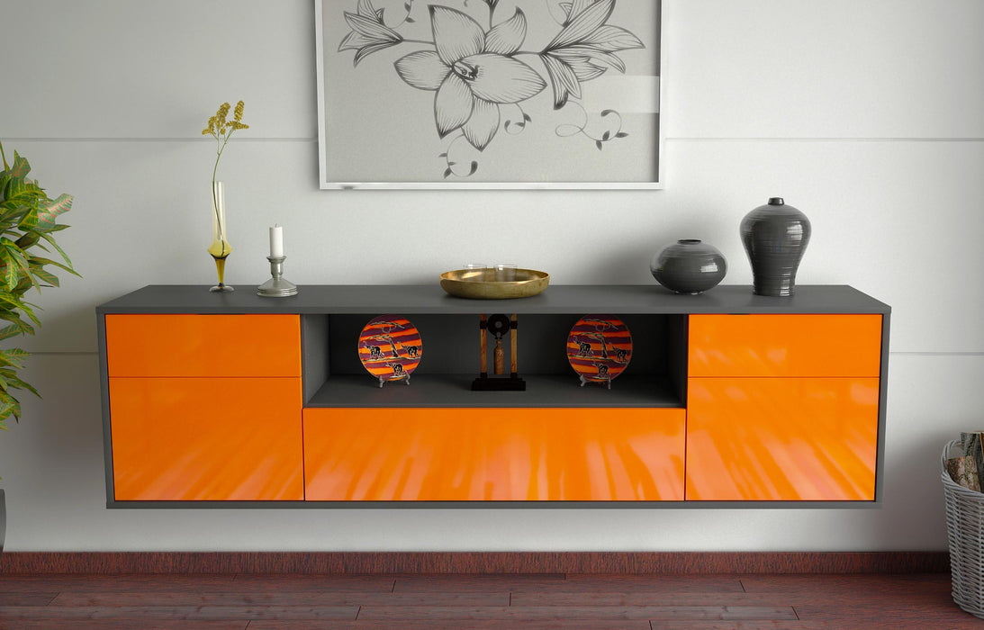 Lowboard Lubbock, Orange, hängend (180x49x35cm)