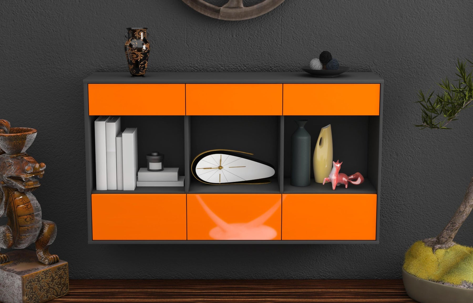 Sideboard Torrance, Orange, hängend (136x79x35cm)