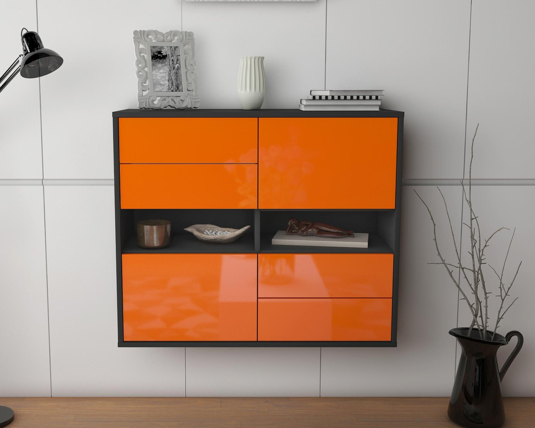 Sideboard Oxnard, Orange, hängend (92x79x35cm)