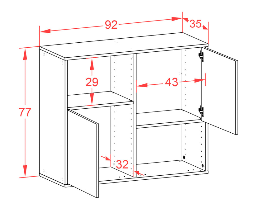 Sideboard Modesto, Beton, hängend (92x79x35cm)