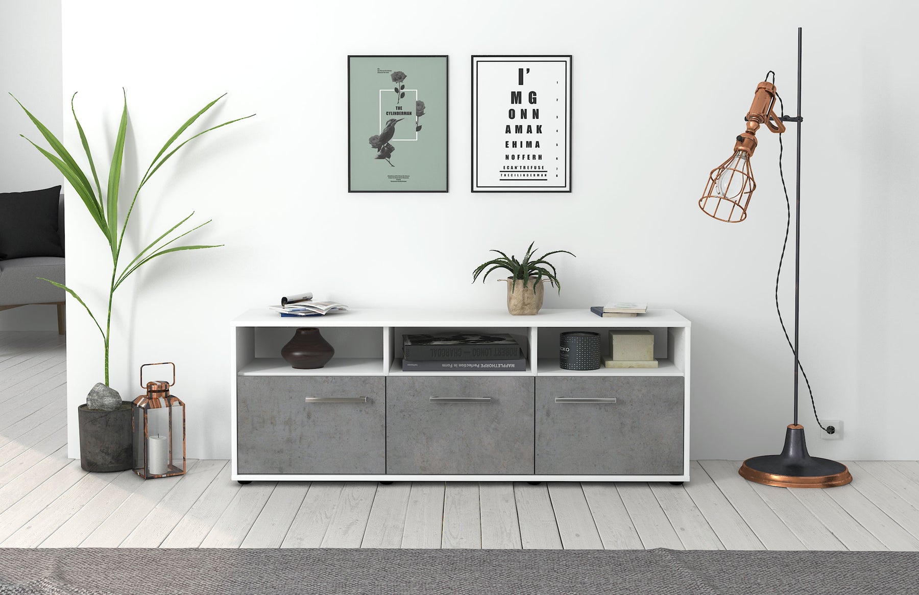 Lowboard Andrina, Beton Studio ( 136x49x35cm) - Dekati GmbH