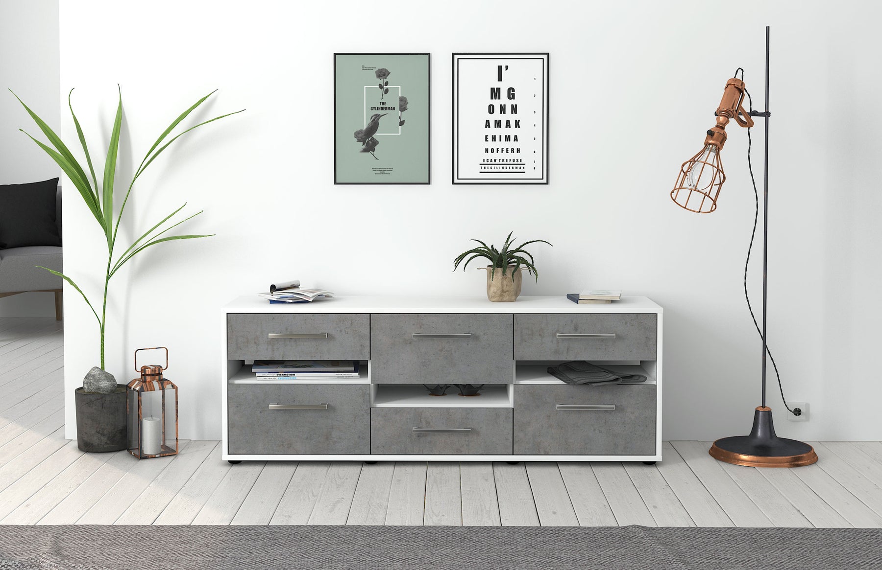 Lowboard Annalisa, Beton Studio ( 136x49x35cm) - Dekati GmbH
