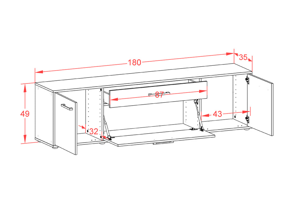 Lowboard Aria, Beton Maß (180x49x35cm) - Dekati GmbH