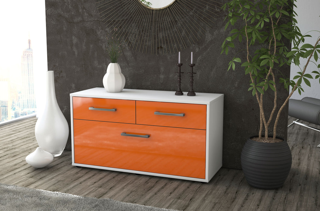 Lowboard stehend mit Griffen Agnese, Orange Front ( 92x49x35cm) - Dekati GmbH