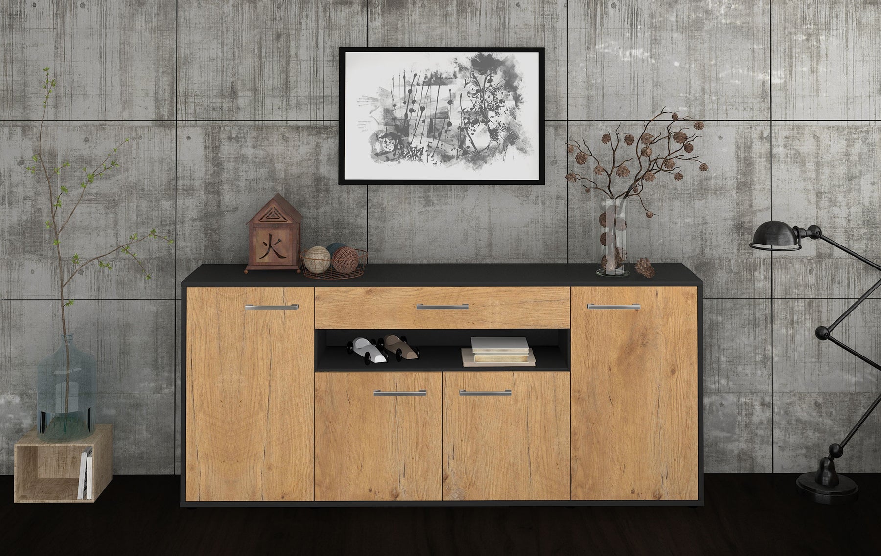 Sideboard Fiorella, Eiche Studio (180x79x35cm) - Dekati GmbH