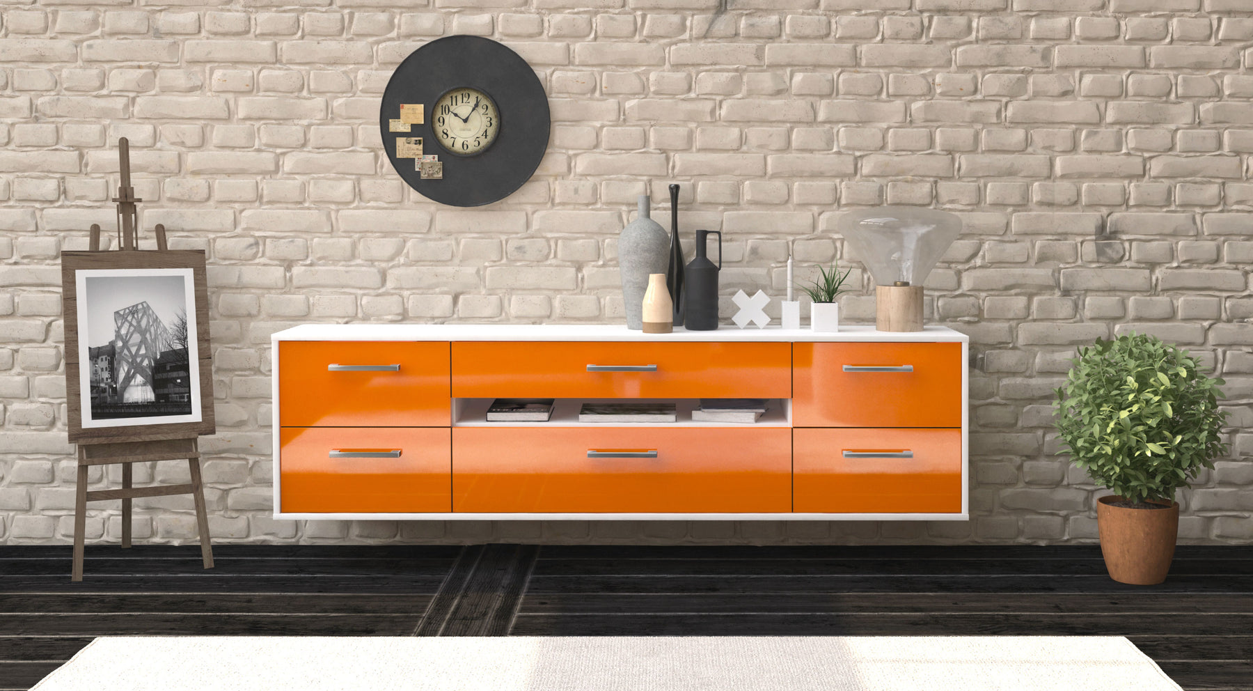 Lowboard Reno, Orange Studio (180x49x35cm) - Dekati GmbH